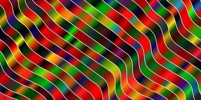 Fondo de vector multicolor oscuro con líneas dobladas.