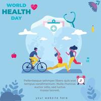 cartel vectorial del día mundial de la salud. diseño de ilustración de concepto de atención médica. vector