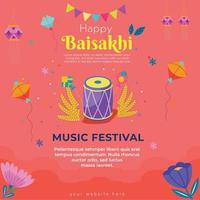 illustration of Happy Vaisakhi Punjabi and bengali spring festival vector