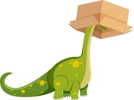 A dinosaur under the box on white background vector