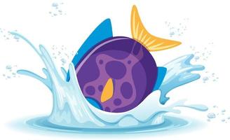 iA water splash with fish on white background vector