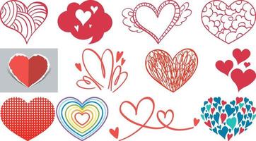 Different style of hearts isolated on white background vector