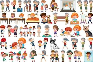 Set of different activities people in cartoon style vector