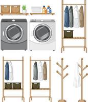 Laundry room objects set vector