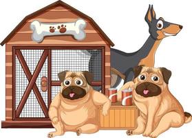 Group of domestic dogs cartoon vector