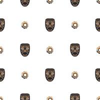 Seamless pattern with Maori or Samoa. Polynesian style tiki. Good for prints. Vector illustration