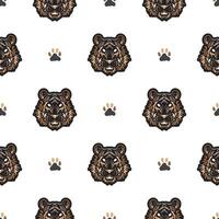 Seamless pattern with tiger face. Good for prints, backgrounds and textiles. Vector illustration.