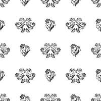 Seamless black and white pattern with flowers and monograms in Simple style. Good for menus, books, murals and fabrics. Vector
