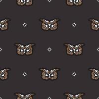 Seamless pattern with owls in boho style. Vector illustration.