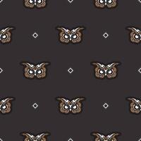 Seamless pattern with owls in boho style. Vector illustration.