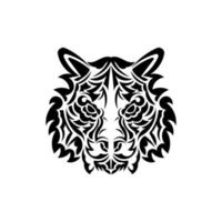 Polynesian style tiger face tattoo. Boho tiger face. Isolated. Vector illustration.