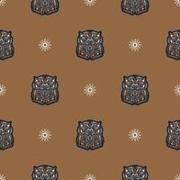 Seamless pattern with tiger head in simple boho style. Good for clothing, textiles and prints. vector