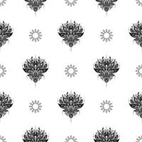 Lotus seamless pattern. Black and white. Good for backgrounds, prints, apparel and textiles. Vector