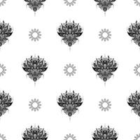 Lotus seamless pattern. Black and white. Good for backgrounds, prints, apparel and textiles. Vector