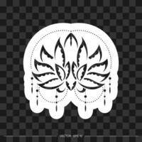 Print Patterned Indian lotus. Samoan style. Isolated. Vector illustration.