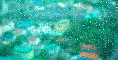 Water drops on glass, rain drop background texture photo