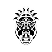 The face of the chief in Samoan style ornaments. Tattoo with Polynesian patterns. Isolated. Vector