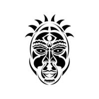 The face of the chief in Samoan style ornaments. Tattoo with Polynesian patterns. Isolated. Vector