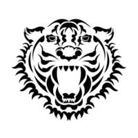 The lion's face is made up of patterns. Tiger tattoo isolated on white background. vector