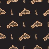 Seamless luxury pattern with whales in simple style. Good for garments, textiles, backgrounds and prints. vector