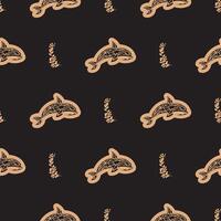 Seamless luxury pattern with whales in simple style. Good for garments, textiles, backgrounds and prints. Vector