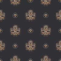 Seamless dark pattern with monograms in the Baroque style. Good for garments, textiles, backgrounds and prints. Vector