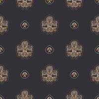 Seamless dark pattern with monograms in the Baroque style. Good for garments, textiles, backgrounds and prints. Vector