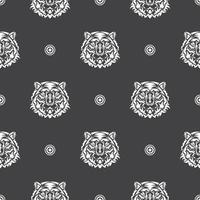 Seamless pattern with a Tiger face. Good covers, fabrics, postcards and printing. Vector illustration.