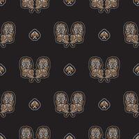 A brown and gold paisley pattern on a black background vector