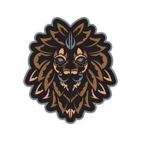 Lion print. Lion face in Mayan style. Exclusive style. Vector illustrator.