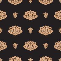 Dark solid color Seamless pattern with lotuses in Simple style. Good for backgrounds, prints, apparel and textiles. Vector