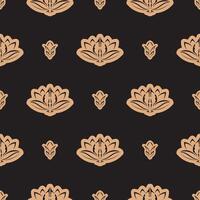 Dark solid color Seamless pattern with lotuses in Simple style. Good for backgrounds, prints, apparel and textiles. Vector