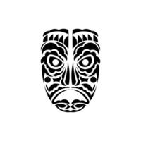Tiki face, mask or totem. Samoan style patterns. Good for tattoos and prints. Isolated. Vector illustration.