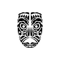 Tiki face, mask or totem. Samoan style patterns. Good for tattoos and prints. Isolated. Vector illustration.