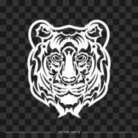 The lion's face is made up of patterns. Tiger head print. illustration. vector