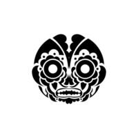 Tiki face, mask or totem. Samoan style patterns. Good for tattoos, t-shirts, and prints. Isolated. Vector