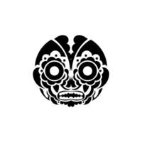 Tiki face, mask or totem. Samoan style patterns. Good for tattoos, t-shirts, and prints. Isolated. Vector