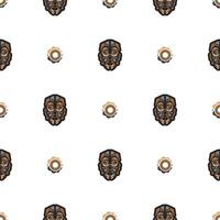 Seamless pattern with mask in the style of Samoa. Polynesian style tiki. Good for backgrounds and textiles. vector
