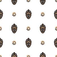Seamless pattern with tiki mask in the Polynesian style. Good for backgrounds and textiles. illustration vector