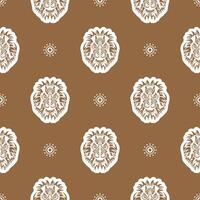 Seamless pattern with a lion's head in a simple style. Good for garments, textiles and prints. Vector illustration.