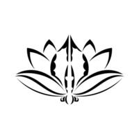 Black-white lotus pattern in Simple style. Isolated. Vector illustration.