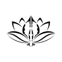 Black-white lotus pattern in Simple style. Isolated. Vector illustration.