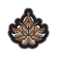 Lotus ornament, ethnic tattoo. Patterned Indian lotus. Color print. Isolated. Vector