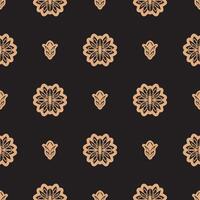 Dark solid color Seamless pattern with lotuses in Simple style. Good for backgrounds, prints, apparel and textiles. Vector illustration.