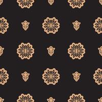 Dark solid color Seamless pattern with lotuses in Simple style. Good for backgrounds, prints, apparel and textiles. Vector illustration.