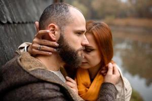 Young couple in love outdoor photo