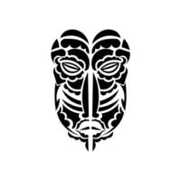 Tiki face, mask or totem. Patterns in the style of Polynesia. Good for tattoos, t-shirts, and prints. Isolated. Vector illustration.
