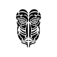 Tiki face, mask or totem. Patterns in the style of Polynesia. Good for tattoos, t-shirts, and prints. Isolated. Vector illustration.