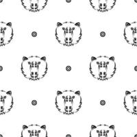 Black-white seamless pattern with bear face. Good for clothing and textiles. Vector