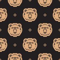 Seamless pattern with BEAR FACE in Simple style. Good for clothing and textiles. Vector illustration.
